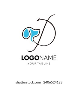 Letter Script D Dog Logo Design Vector Icon Graphic Emblem Illustration 