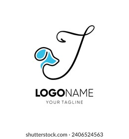 Letter Script I Dog Logo Design Vector Icon Graphic Emblem Illustration 