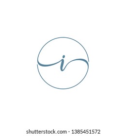 I letter script luxury circle logo designs