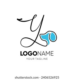 Letter Script Y Dog Logo Design Vector Icon Graphic Emblem Illustration 