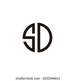 Letter SD circle geometric symbol simple logo vector