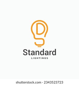 Letter SD or DS light bulb shape simple logo vector illustration