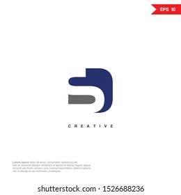 Letter SD, DS negative space Logo icon monogram design. Vector graphic design template element.