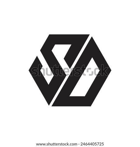 Letter Sd hexagonal shape modern typography monogram logo