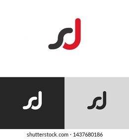 Letter sd linked lowercase logo design template elements. Red letter Isolated on black white grey background. Suitable for business, consulting group company.