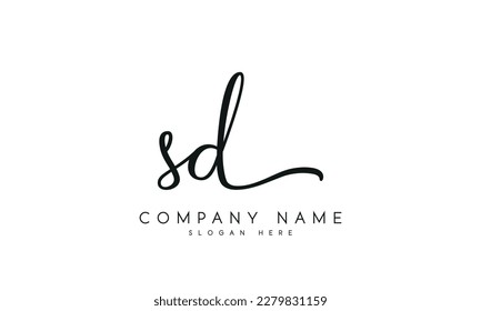 plantilla vectorial de estilo de firma de escritura a mano de logotipo sd de letras