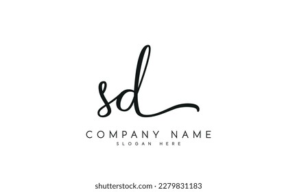 letter sd logo design handwriting signature style vector template