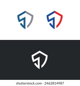 Letter SD logo design with shield vector illustration template.
