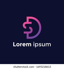 letter SD logo design simple shape element template