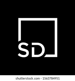 Letter SD Logo design with square frame line art. business consulting concept. studio,room,group icon. Suitable for business, consulting group company. - vector