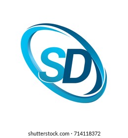letter SD logotype design for company name colored blue swoosh. vector logo for business and company identity.