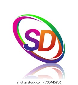 letter SD logotype design for company name colorful swoosh. vector logo for business and company identity.