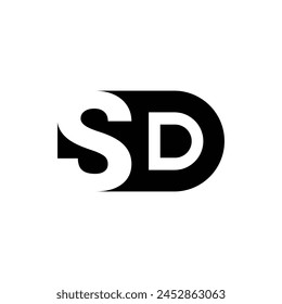Letter Sd with negative space modern flat monogram new unique logo
