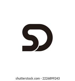 Letter SD outline, curve geometric symbol simple logo vector