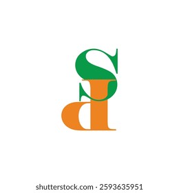 letter sd simple colorful overlap logo vector 