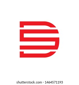 letter sd simple geometric linesymbol  logo vector