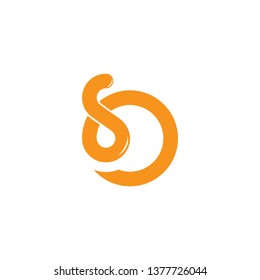 letter sd simple loop overlapping line logo vector