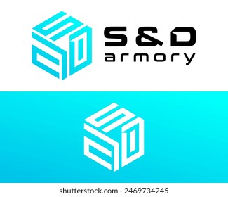 Letter SDA monogram hexagon logo design.