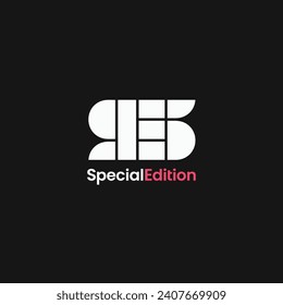 Letter SE ES bold minimal logo vector icon illustration. Isolated object on black background