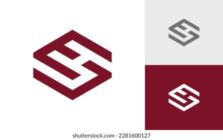 Letter SE or ES initial hexagon monogram logo design vector