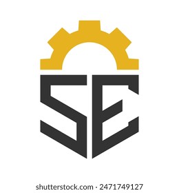 Letter SE Gear Logo Design for Service Center, Repair, Factory, Industrial, Digital and Mechanical Business