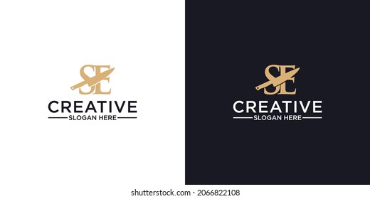 Letter SE knife restaurant logo design