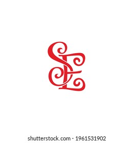 letter se linked red ribbon logo vector