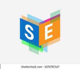 Letter SE logo with colorful geometric shape, letter combination logo design for creative industry, web, business and company.