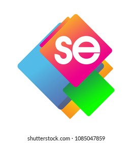 Letter SE logo with colorful geometric shape, letter combination logo design for creative industry, web, business and company.