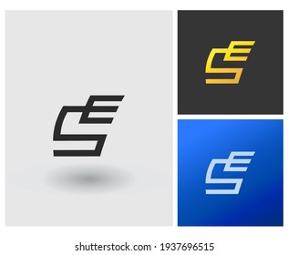 Letter SE Logo Creative Initial Design Vector with Abstract Elegant Modern Square Shape Apps Concept