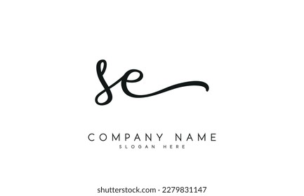 letter SE logo design handwriting signature style vector template