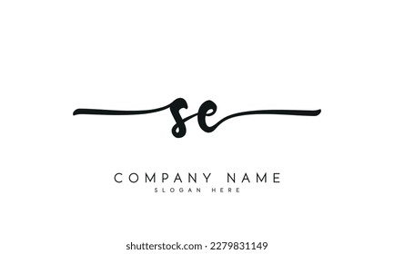 letter SE logo design handwriting signature style vector template