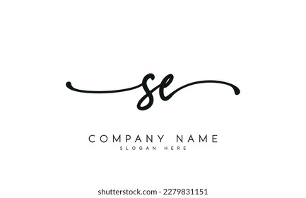 letter SE logo design handwriting signature style vector template