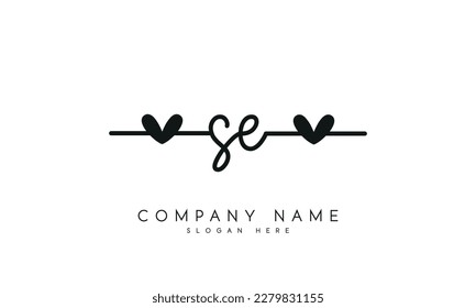 letter SE logo design handwriting signature style vector template