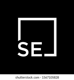 Letter SE Logo design with square frame line art. business consulting concept. studio,room,group icon. Suitable for business, consulting group company. - vector