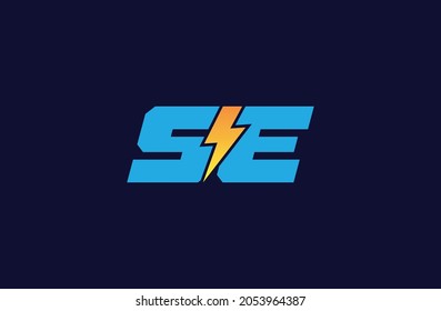 Letter Se Logo Lightning Bolt Icon Stock Vector (Royalty Free ...