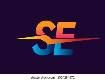 Letter SE logo with Lightning icon, letter combination Power Energy Logo design for Creative Power ideas, web, business and company.