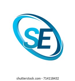 letter SE logotype design for company name colored blue swoosh. vector logo for business and company identity.