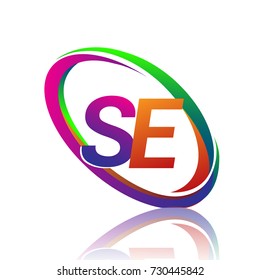 letter SE logotype design for company name colorful swoosh. vector logo for business and company identity.