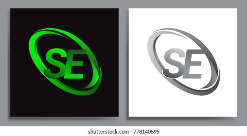 letter SE logotype design for company name colored Green swoosh and grey. vector set logo design for business and company identity.
