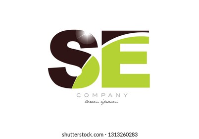 letter se s e  alphabet combination logo icon design with green and brown color suitable for a company or business