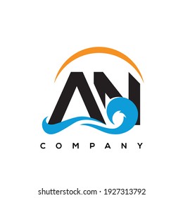 AN letter sea wave logo