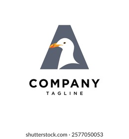 Letter A Seagull Logo Icon Vector