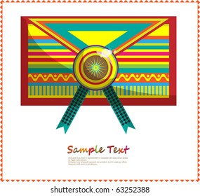 Letter with a seal in folk style with patterns. Illustration