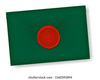 Letter and sealing wax (snowflake mark) vector illustration / christmas color (red)