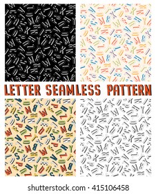 Letter seamless pattern in four versions.