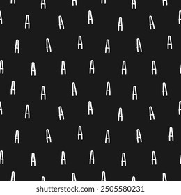 The letter a seamless pattern. Stylish alphabet background Doodle cartoon abstract design style for textile Fashion print for clothes apparel greeting invitation card cover badge banner poster flyer