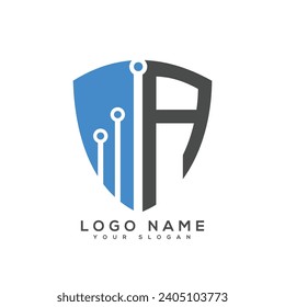 Letra A con imagen de diseño de logotipo de seguridad