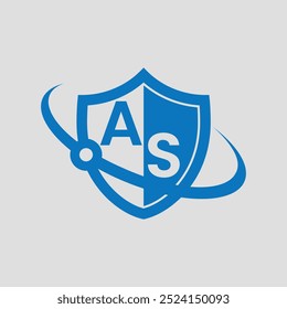 AS Letter With Security Shield Vector Logo