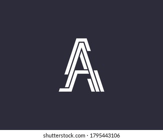 Сreative letter A from segments and stripes logo design template in minimal style. Universal elegant vector icon logotype on dark background.